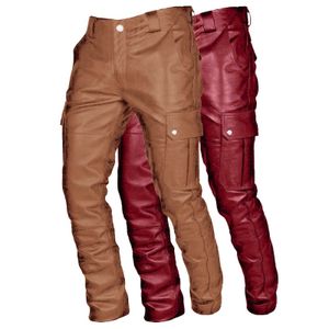 Men's Pants Leather Punk Pants for Mens Autumn Retro Gothic Ultra Thin Casual Pants Artificial Fashion Solid Color Trousers Pencil PantsL2405