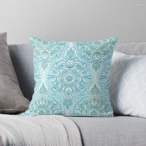Pillow Turquoise Blue Teal & White Protea Doodle Pattern Throw Couch S Cases Decorative