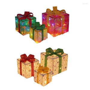 Decoração de festa 3 PCs Caixas de presente iluminadas de Natal brilhando para dropship ao ar livre e interno