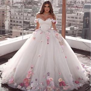 2021 off axelblommor prom bollklänning pärlstav quinceanera klänning snörning bakåt lyxig veck tyll söt 15 festklänningar 291z