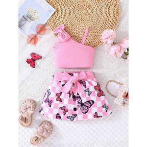 衣料品セット新生児服は肩のトップとかわいい蝶のスカート夏の衣装幼児服を子供用girll2405セットセット