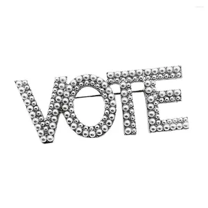 Broscher utsökta Sorority Society Möte Vote Letter Metal Etikett Double Row Pearl Brooch Pin