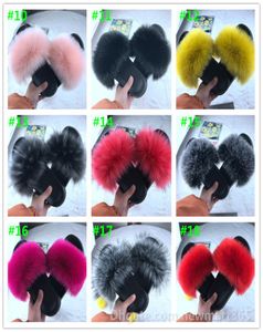 Fur Women Slippers Female Imitation Fox Fur Lady Sandal Imitation Raccoon Dog Fur Beach Shoes One Character Slipper Flip Flops6620890