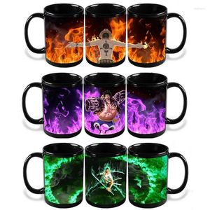 Tassen Anime Kaffee Tasse Tasse ein Stück Luffy Zoro Ace ändern Farbhitze reaktive Tee Milch Magie Keramik Segelgetränk Copo Copo