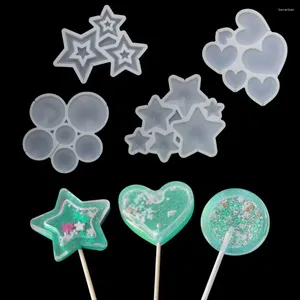 Moldes de cozimento Vários Estrela/redonda/coração Lollipop Silicone Mold Chocolate Candy Bolo para Acessórios para Ferramentas de Decoração de Aniversário