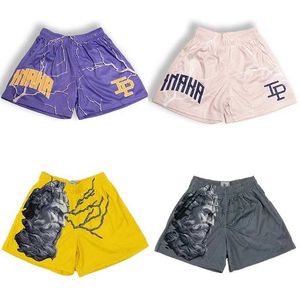 Мужские шорты Summer Mens Gym Sports Running Fashion Print Print Paint Drying Clothing Basketball Leisure Beach H240513