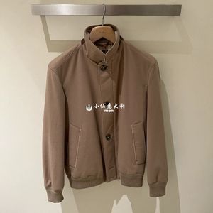 Men Jackets Winter Loro Brown Cashmere Bomber Jacket Piana Coat