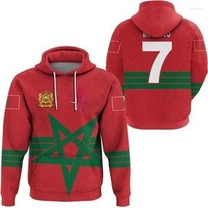 Herren Hoodies Marokko Jersey Marokkanische Karte Flag 3D Print für Männer Kleidung Ma National Emblem Grafische Sweatshirts Junge Sportpullover Top Top