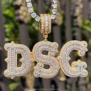 Letter Sier Gold Plated VVS Moissanite Diamond Name Fine Jewelry Hip Hop Pendant Custom