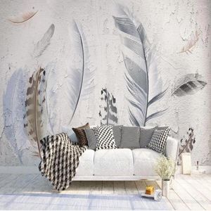 Wallpapers Custom 3D Wallpaper Mural Modern Minimalist Nordic Rural Style Abstract Hand Painted Feather Background Wall Paper