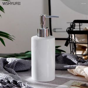 Dispensador de sabão líquido simples Cerâmica branca Cerâmica Pia de banheiro Shampoo Box Pressione Pressione Garrafa de Armazenamento Detergente em casa