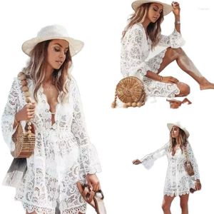 Party Dresses White Lace Smock Sexy Women BikiniSummer Beach Cover Short Claw Designer Dress Lady