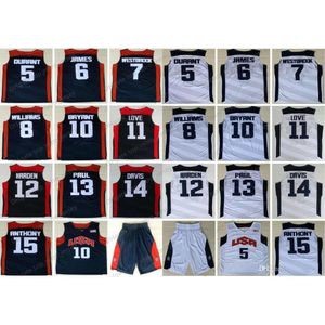 2012 Team Basketball Jerseys EUA Kevin 5 Durant Lebran 6 Jamess Harden 10 K B Chris Paul Love Anthony Williams Westbrook Davis Vest