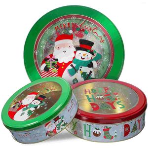 Storage Bottles 3 Pcs Christmas Cookie Tins Metal Lids Gift Giving Empty Containers Jar