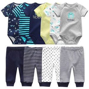 Kleidung Sets Baby Geburtskleidung Set Baby Geburtskleidung 6-teilige enge Kleidung+4-teilige lange Hosen Set Baby Pyjamas reines Baumwoll-Setl2405