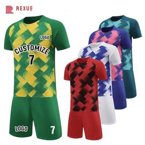 3XS4XL Soccer Jersey for Men Kids 2425 in 2 Piece Shirt Shorts Sportswear Male Football Uniform Custom Futsal 240509