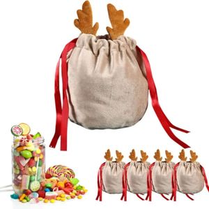 Santa Candy Bag Rentier Säcke Veet Draw String Bags Weihnachtsdekoration Kinder Neujahrsfeier Geschenk s s s s s s s s ss