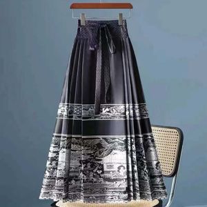 Skirts Chinese Style Skirt Vintage Ethnic Style Come Mamianqun Ming Dynasty Weaving skirt Woman Daily Fashion Horse Face Skirt Y240513