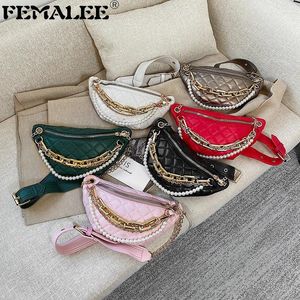 Umhängetaschen Luxus Frauen Fanny Pack Diamond Gitter dicke Ketten -Crossbody Chest -Tasche Weibliche Taillengürtel Designer -Marke Handtasche