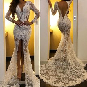 One-Shoulder ivory Evening Dresses Long 2021 New Mermaid Lace Islamic Dubai Saudi Arabic Formal Party Dress Prom Gowns 239U