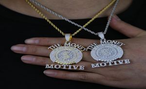 Nuovo Bling Iced Out Round Tipant 5A CZ Micro Micro pavimentato Zirconia Money Dollar Symbol Necklace Men039s Hip Hop Jewelry5331023