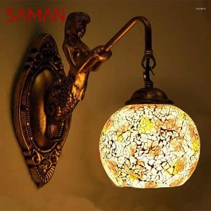 Wall Lamps SAMAN Contemporary Mermaid Lamp Personalized And Creative Living Room Bedroom Hallway Bar Decoration Light