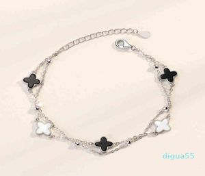 fashion 925 Sterling Silver Fourleaf Clover Agate Seashell Charm Bracelet4994647