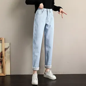 Damen Jeans Winter warme Frauen 2024 hohe Taille Freizeit Samt Ladies Hosen weibliche Pantalon -Denim für Hosen