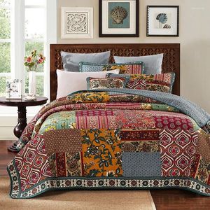 Bedding Sets Cotton Patchwork Bedspread Handmade Machine Washable 1 Quilt And 2 Pillowcases Country Style Bedclothes