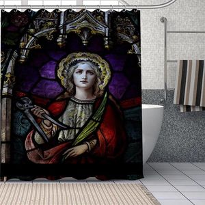 Duschgardiner målat glas fönster vattentätt tyg tyg badrum dekoration leverans tvättbar badrum gardin 0624