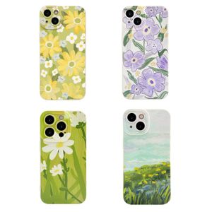 Caixa de telefone pintado Flores de pintura a óleo para maçã 15 14 capa de telefone com tudo incluído 12 capa de iPhone de concha macia