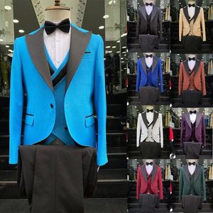 Abiti da uomo Slimt Fit Business su misura per uomini Made per uomini 3 pezzi Blazer Sets Party Prom Party Elegante GITTERA MASCULINO Terno Masculino