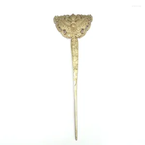 装飾的な置物コレクションオールドチャイナチベットシルバーハンドメイドバタフルヘアピンヘアギフトl 21 cm