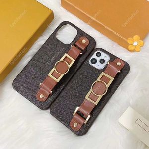 Classic Floral Print Leather Wrist Strap iPhone fodral för Apple 15 Promax 12 13 14 Pro Max X XR XS XSMAX 7 8 Plus Luxury Designer Fall Protection Case 064