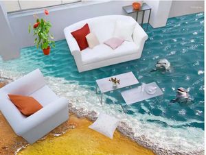 Wallpapers 3d Floor Murals Waterproof Mural Painting Ocean Dolphin Po Wallpaper Home Decoration