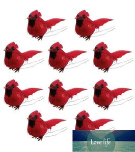10 PCS Cardinals de Natal Artificial Red Bird Christmas Tree Pingents Decorações de parentes realistas para festas de fábrica Expe9261016