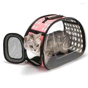 Кошачьи перевозчики ПЭТ -перевозчика Прозрачная кошка Одиночный рюкзак для складных дышащих домашних животных.