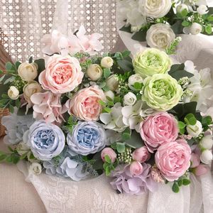 Декоративные цветы искусственный цветочный букет шелк гидрангея пион свадебная вечеринка невеста, держащие букеты для садовой дороги