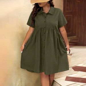 Plus size Dresses Plus size womens 2024 summer oversized short sleeved Sve shirt casual slim fit oversized womens clothing Y240510