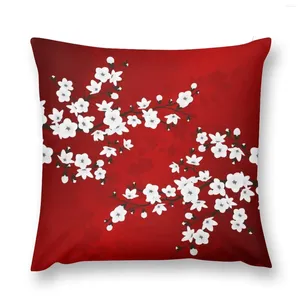 Pillow Cherry Blossom Red White Asia Floral Throw Sofa S Covers For Living Room