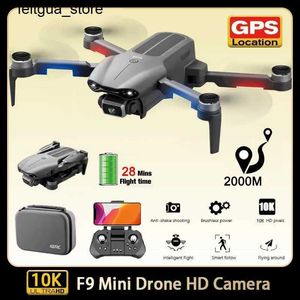 Drony F9 GPS Mini Drone 10K Dual HD Camera 5G Professional Aviation Photography RC Helikopter Składany cztery helikopter Zabawne prezent na wakacje S24513