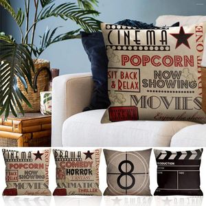 Pillow Movie Throw Covers Vintage Cinema Poster Design Cover With Old Kids Pillowcases Standard Silk Pillowcase Toddler