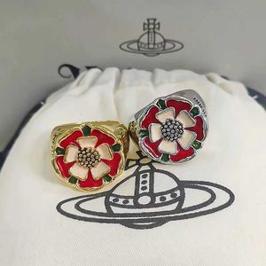 Marca Westwoods cola de cola colorida Tudor Rose Petal Anel para homens e mulheres Light Luxury Flower Unhas