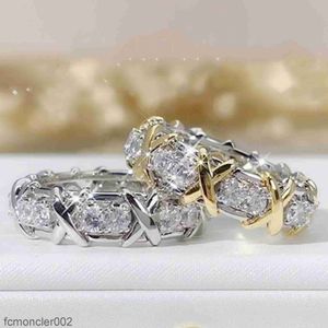 Vecalon Moissanite 3 Colors Gem Simulated Diamond CZ Engagement Wedding Band Ring for Women 10kt White Yellow Gold Filled Female R246D Ekag