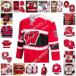 Vin NCAA Wisconsin Badgers costurou Jersey de hóquei da faculdade Trent Frederic Cameron Hughes Ryan Wagner Jake Linhart Chris Chelios Ryan Suter K