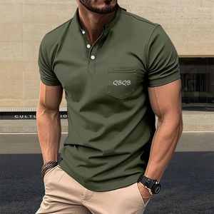 Men's Polos QBQB Selling Clothing Short Sleeved Printed Pocket Casual Fashion High Quality Players Para Houses