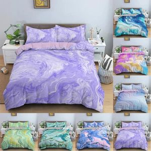 Bedding Sets Marble Duvet Cover Set Luxury Abstract Art Design Boys Girls Home Textiles King Quilt 2/3PCS Dropship