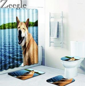 Bath Mats Zeegle Lovely Dog Pattern Non Slip Bathroom Mat Shower Curtain Floor Memory Foam Toilet Rugs