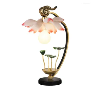 Table Lamps Creative Lotus Decoration Simple Bedroom Bedside Led Light Modern Living Room Office Study Art Decor Desk Lamp