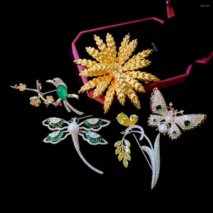 Brooches Elegant Exquisite Gold-plated Wheat Luxury Zircon Butterfly Dragonfly Pins Coat Sweater Corsage Wedding Accessories